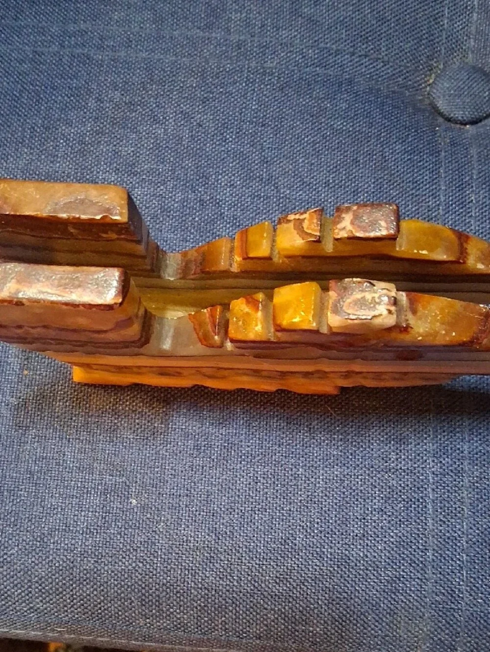 HandCarved Onyx Stone Fish - Brown/Orange,Use 4 Decore, Paper Bill Holder Weight